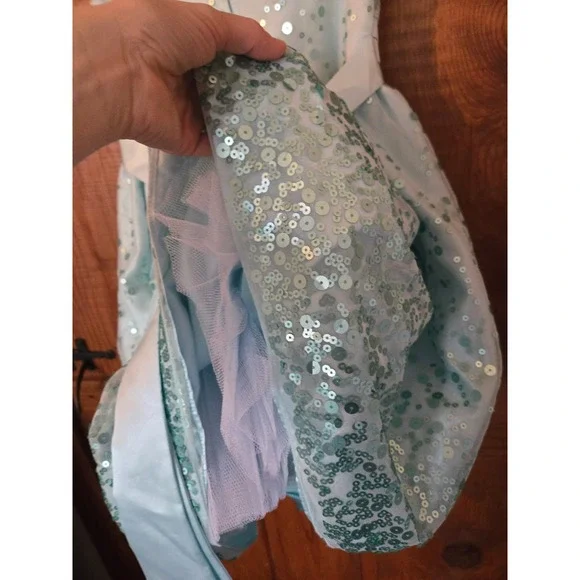 AMERICAN PRINCESS Girls Aqua Blue Sequin Bow Formal Party Dress Size 8 - Picture 5 of 8